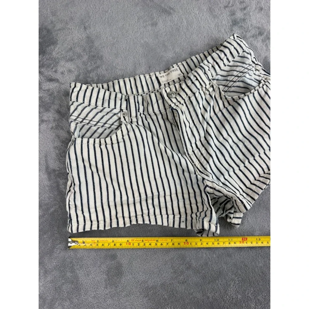 Free People We The Free Railroad Striped Denim High Rise Mini Shorts 26 Coastal